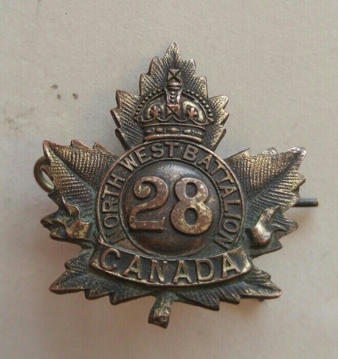 28th North West Battalion Canadian Cef Collar Badge Original Lugs