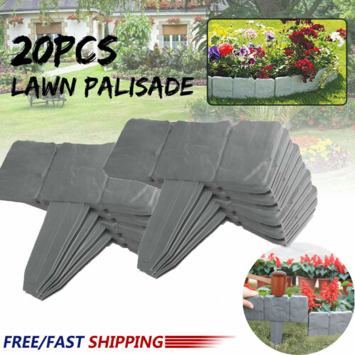 20pcs  5m Home Garden Border Edging Plastic Fence Stone Lawn Yard Flower Bed Us