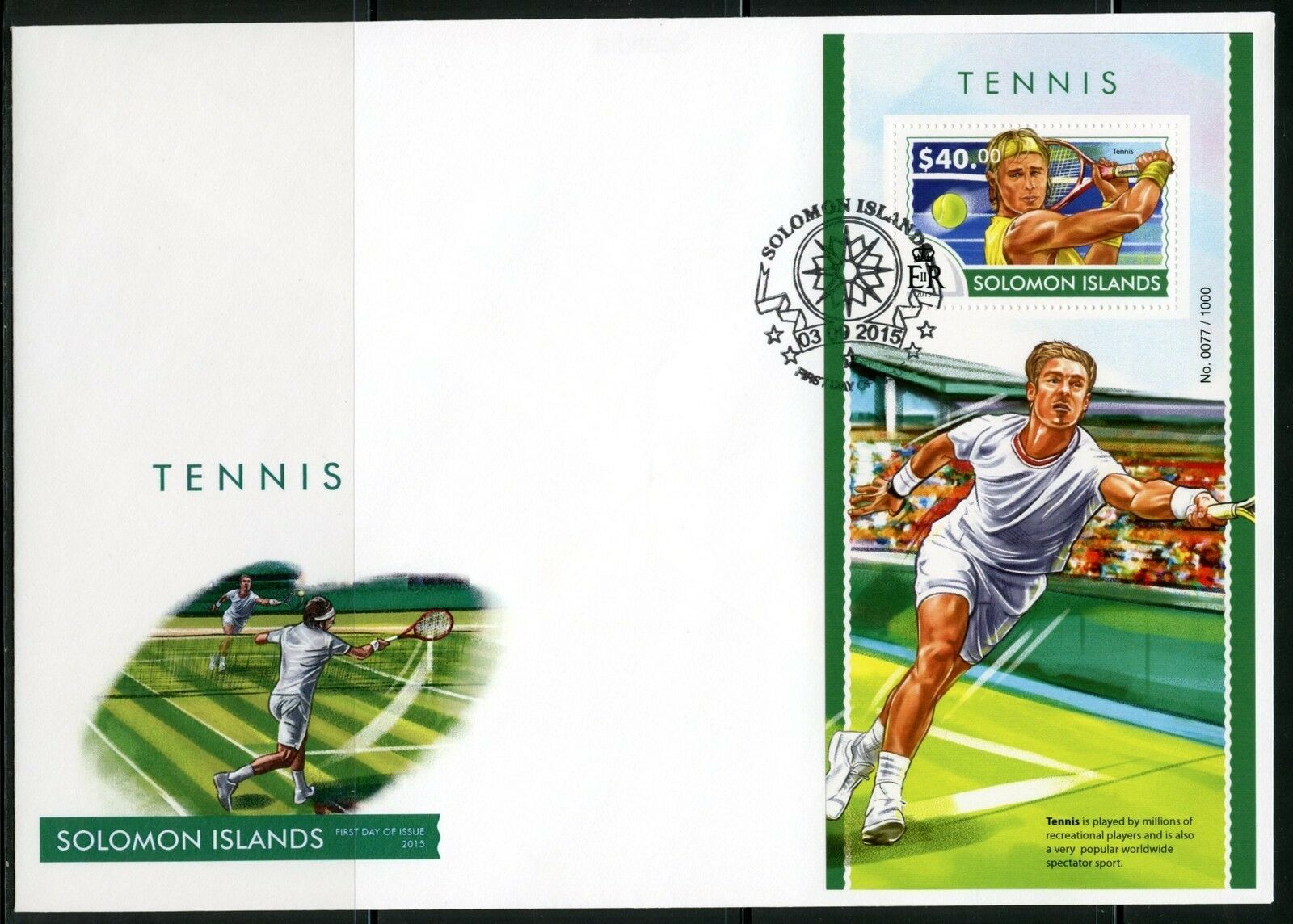 Solomon Islands  2015 Tennis Souvenir Sheet  First Day Cover