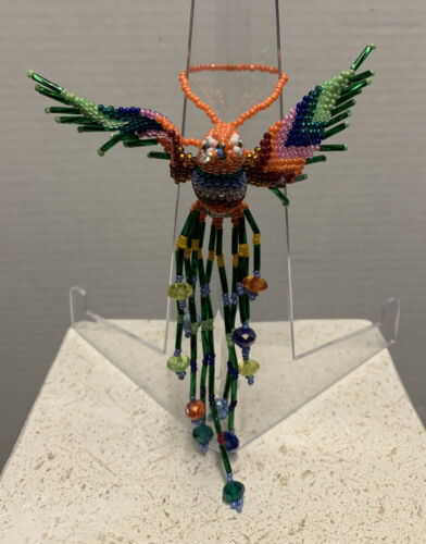 Handmade Beaded Ornament  Hummingbird From Mexico