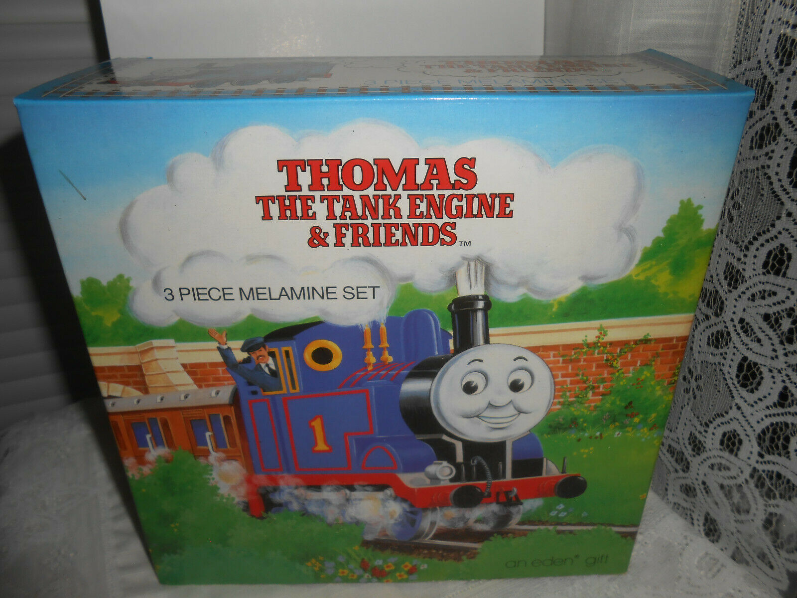 Vintage Thomas The Tank Engine & Friends Child's 3pc Set Melamine Train Plate Bo