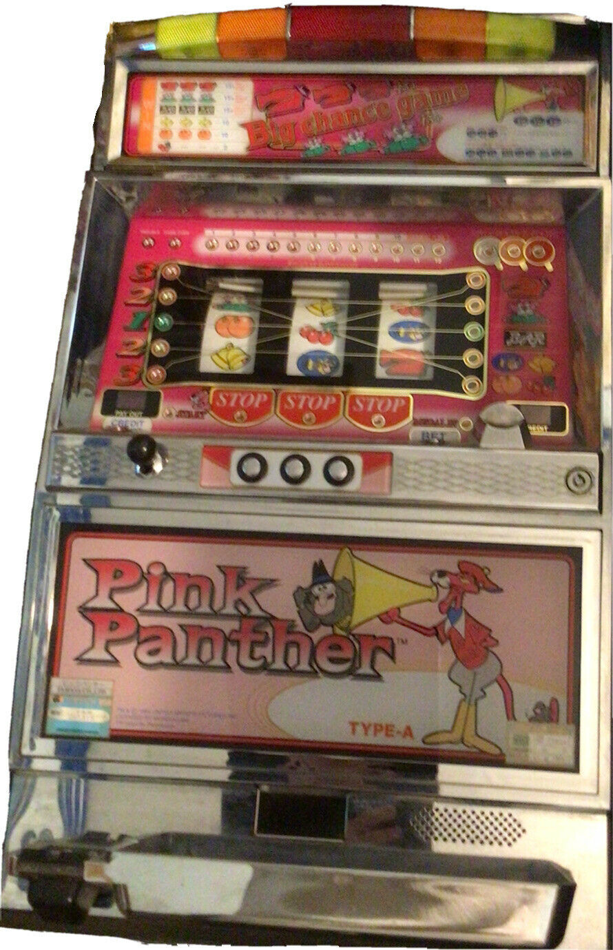 Vintage 1995 Yamasa Pink Panther Pachislo Type A Slot Machine With Keys.