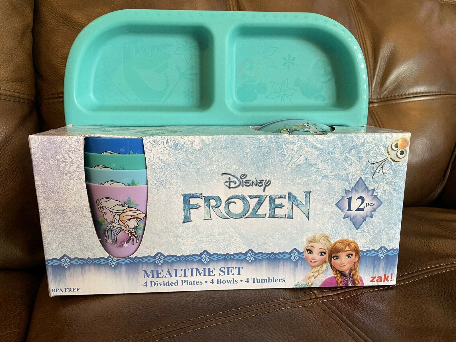Zak Designs Disney Frozen Mealtime Set, 12 Piece 4 Plates, 4 Bowls, 4 Tumblers