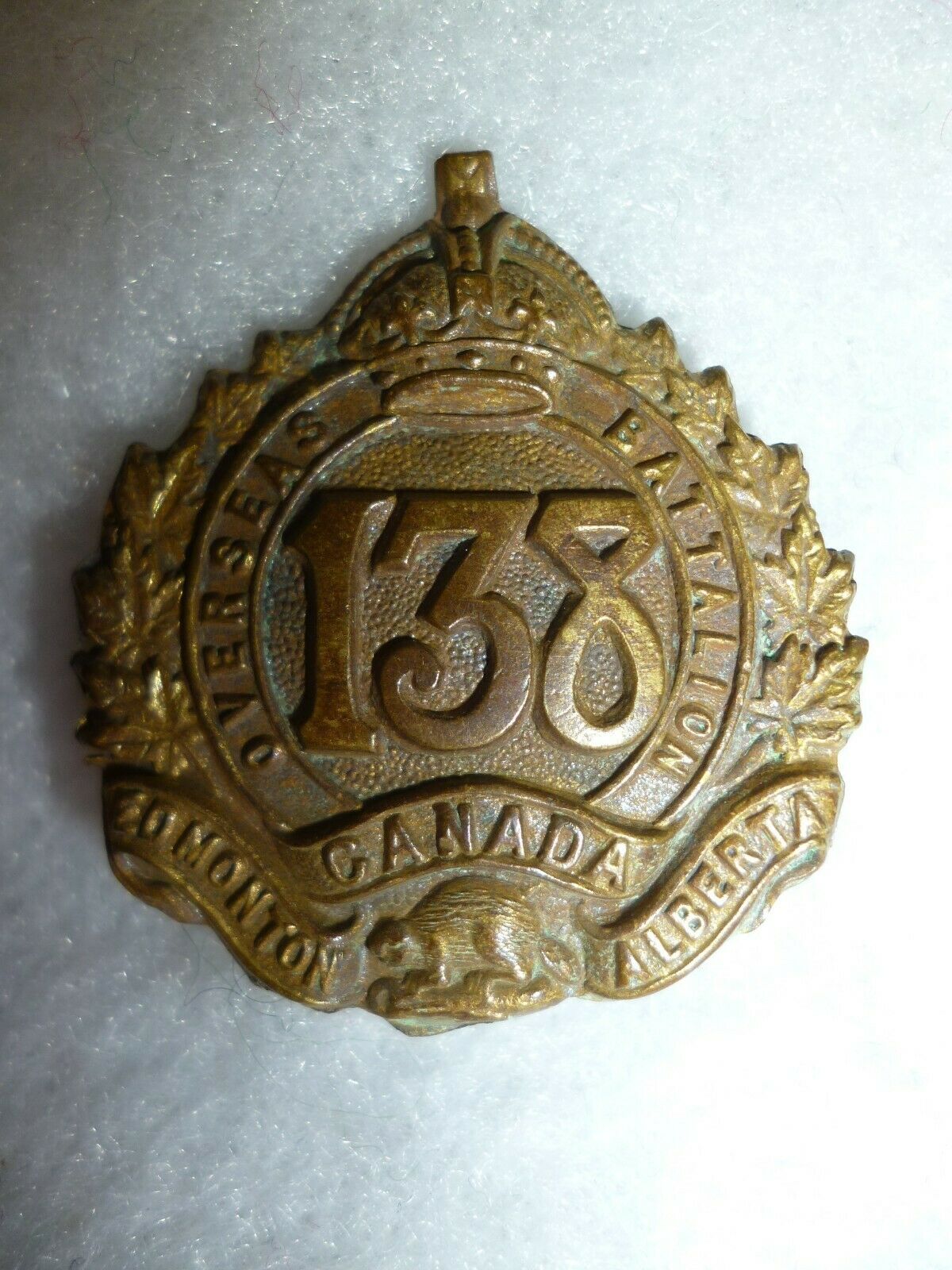 Cef 138th Battalion (edmonton, Alberta) Collar Badge - Canada Ww1