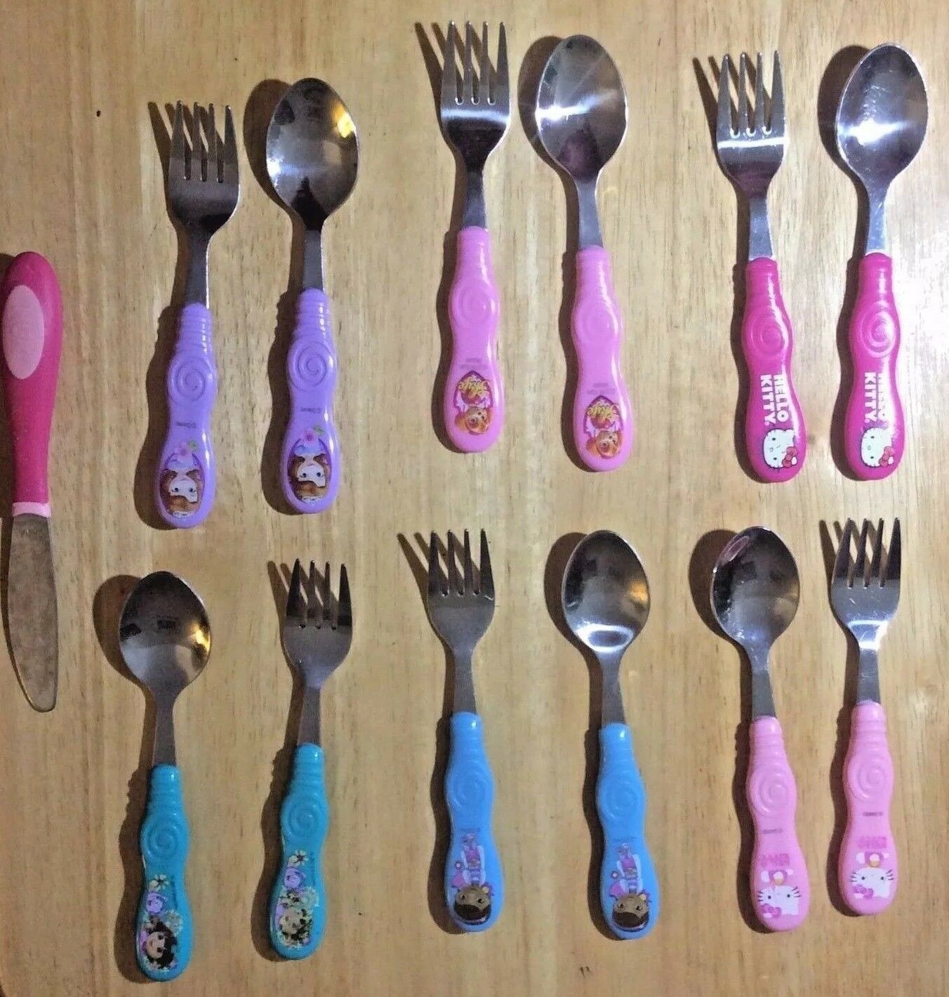 6 Sets Fork Spoon Mixed Characters Stainless Utensils Dora Hello Kitty Princess