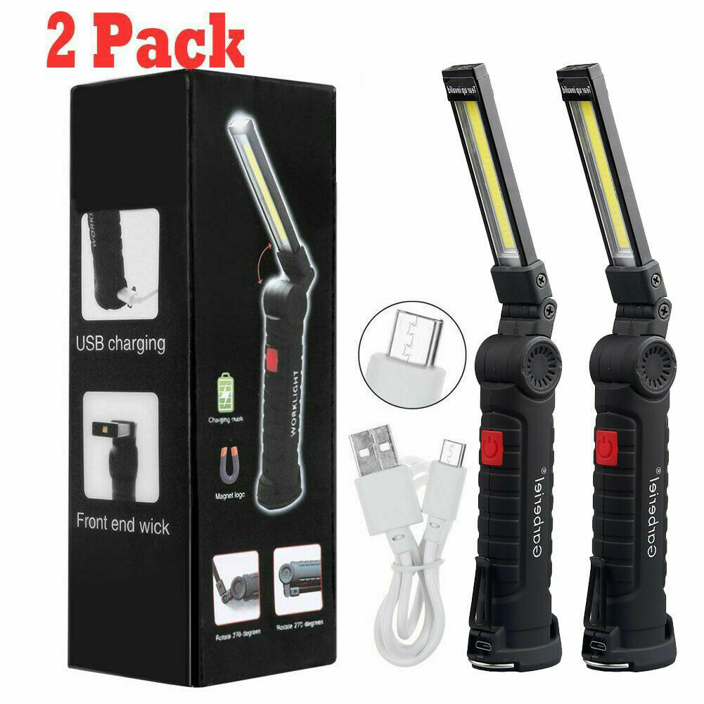 Magnetic Rechargeable Cob Led Red Work Light Lamp Flashlight Folding Torch