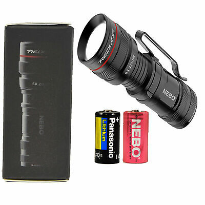 Nebo Micro Redline Oc Led Flashlight With Extra Panasonic Cr123a Battery