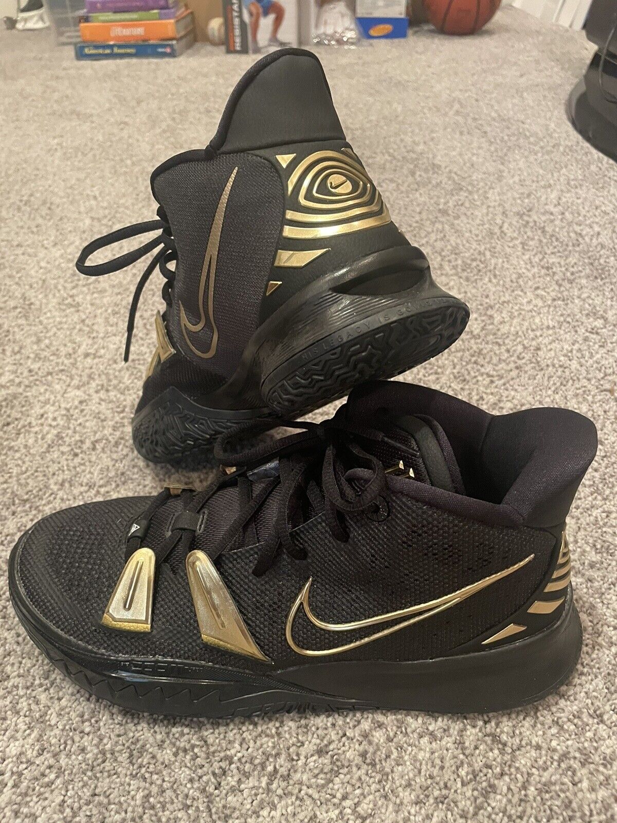 Nike Kyrie Irving 7 Tb Black/gold Custom Basketball Shoes Da7567-991 Size 10-new
