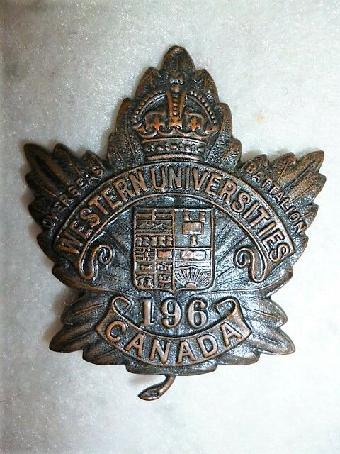 196th Battalion (western Universities) Cef Cap Badge, Canadian Ww1