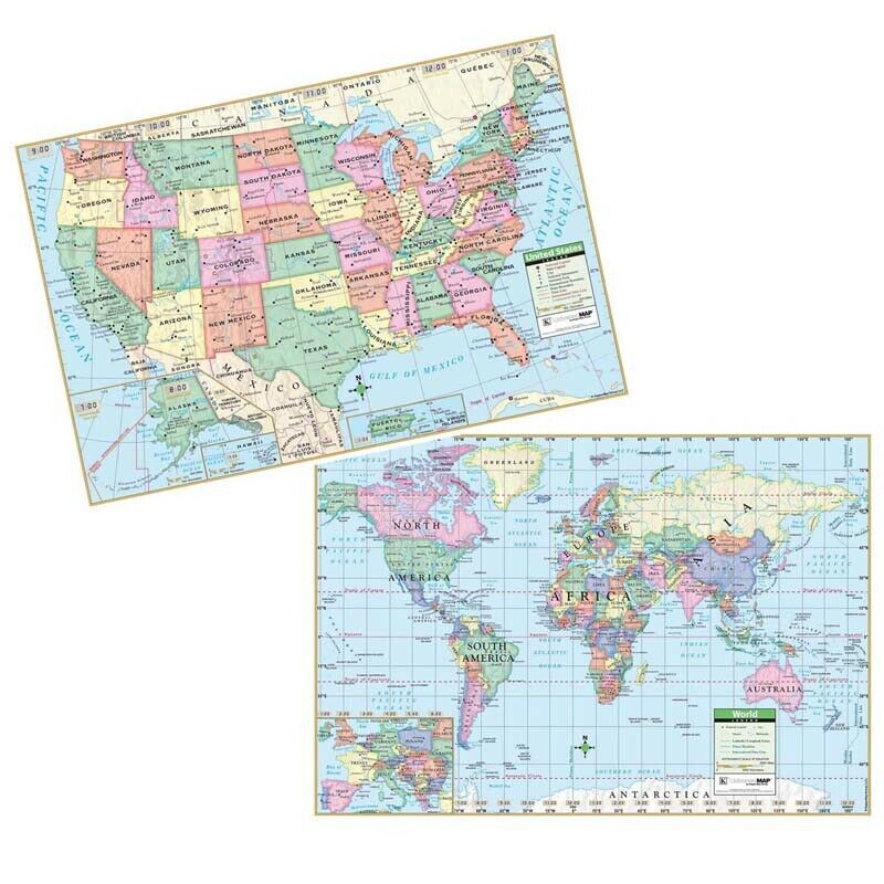 Kappa Map Us & World Politcal Rolled Map Set 40 X 28 2517627