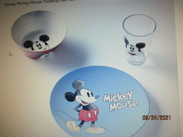 Pottery Barn Tabletop Dining Set Disney Mickey Mouse Set-bowl, Plate Cup Nib