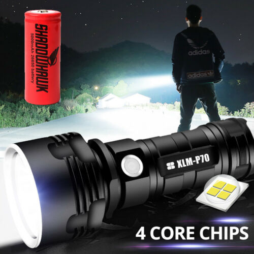 Shadowhawk Super-bright 90000lm Flashlight Led P70 Tactical Torch + Battery