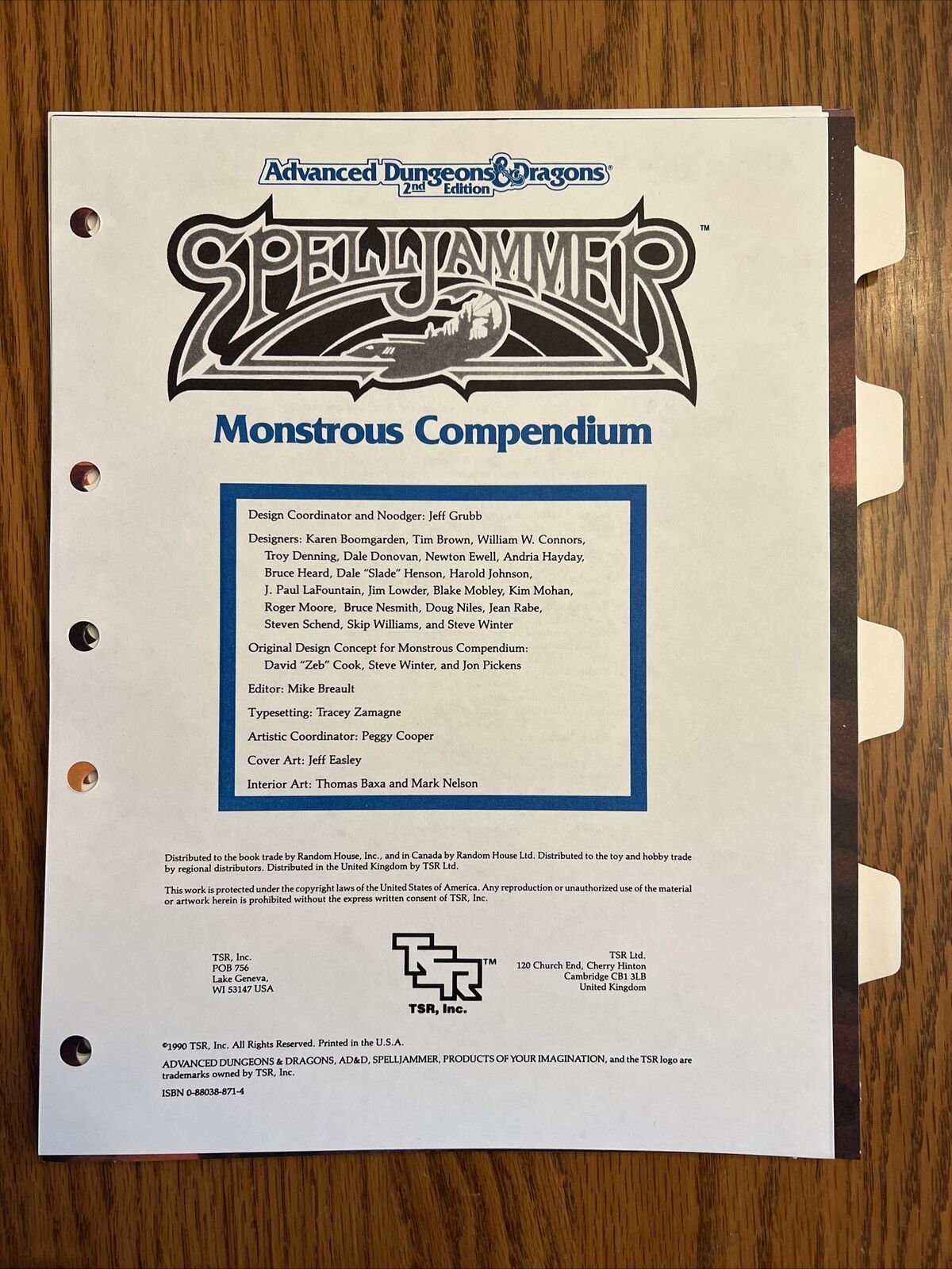 Monstrous Compendium Spelljammer Appendix With Dividers Ad&d Nm+! 1990