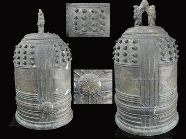 Japanese Buddhist Very Old Bronze  Large Bell  From Temple ( Weight 35.10kg)
