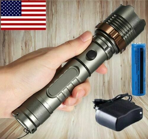 Rechargeable 900000lm Camping Led Flashlight T6 Tactical Police Torch+batt+char