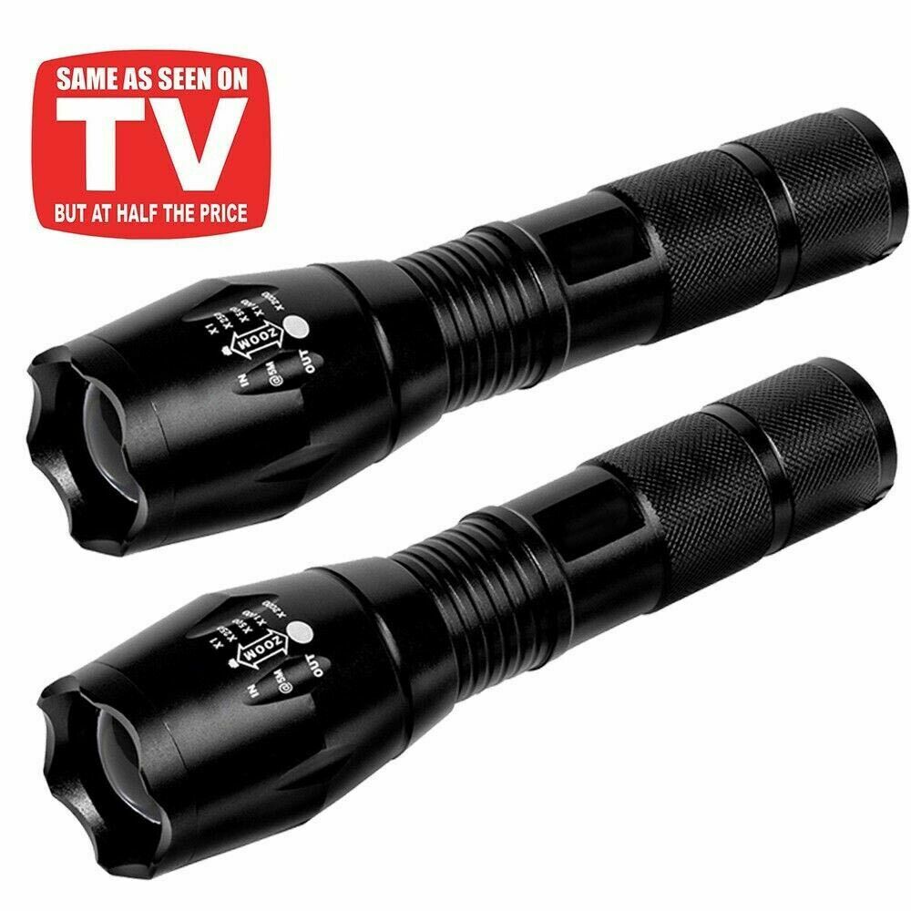 2pack 90000lm Tactical 5 Modes T6 Led 18650 Flashlight Zoom Torch Aluminum Light