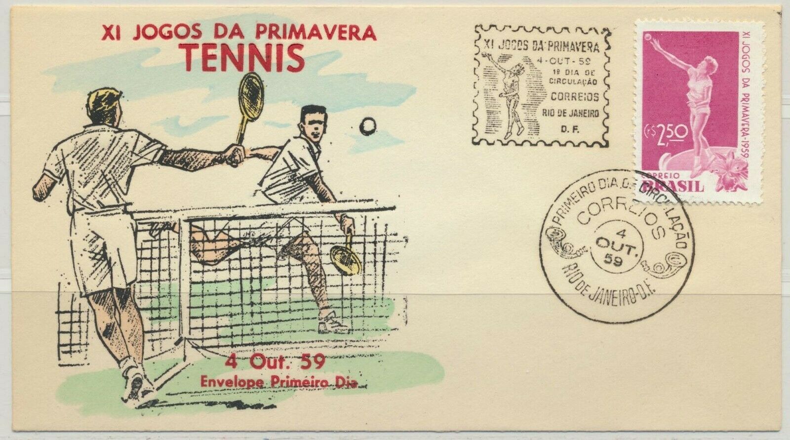 Brazil Sc. 896 11th Spring Games Woman Athlete On 1959 Fdc With Slogan