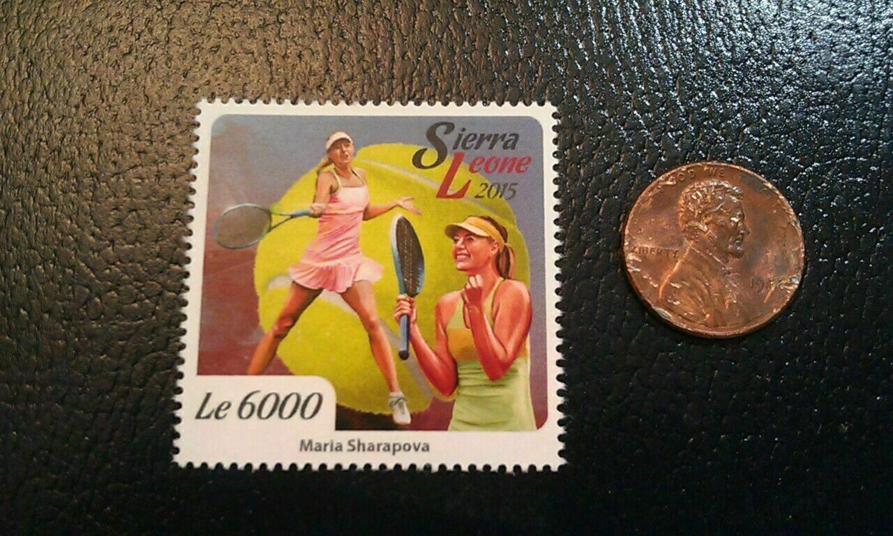 Maria Sharapova Usa Usta Tennis Sierra Leone 2015 Le 6000 Perforated Stamp