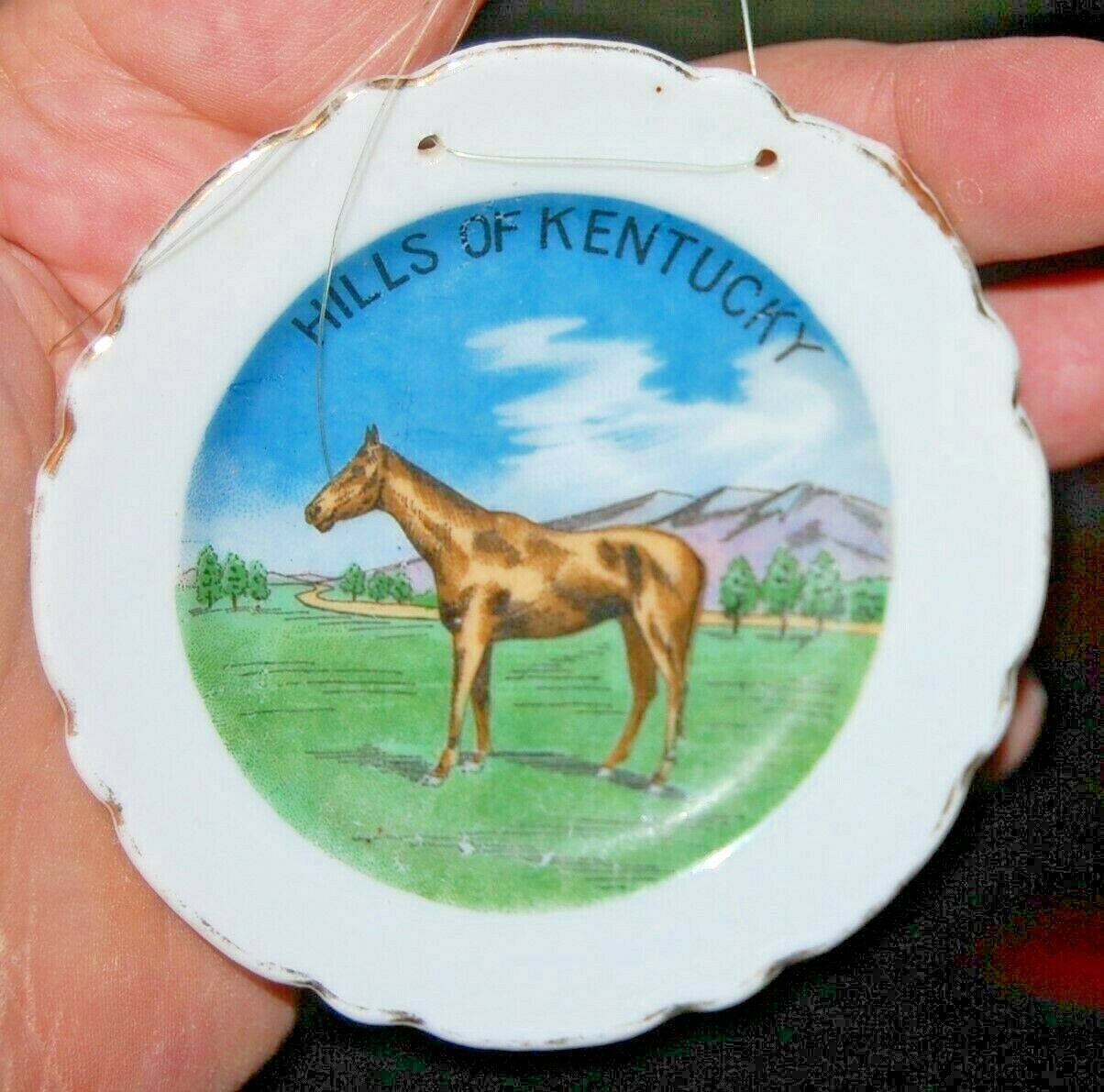 Horse On Vnt Mini Porcelain Plate Hills Of Kentucky Souvenir Doll House