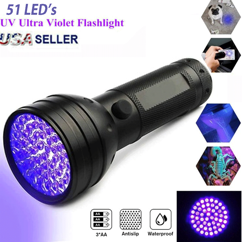 Uv Ultra Violet 51 Led Flashlight Blacklight Light 395 Nm Inspection Lamp Torch