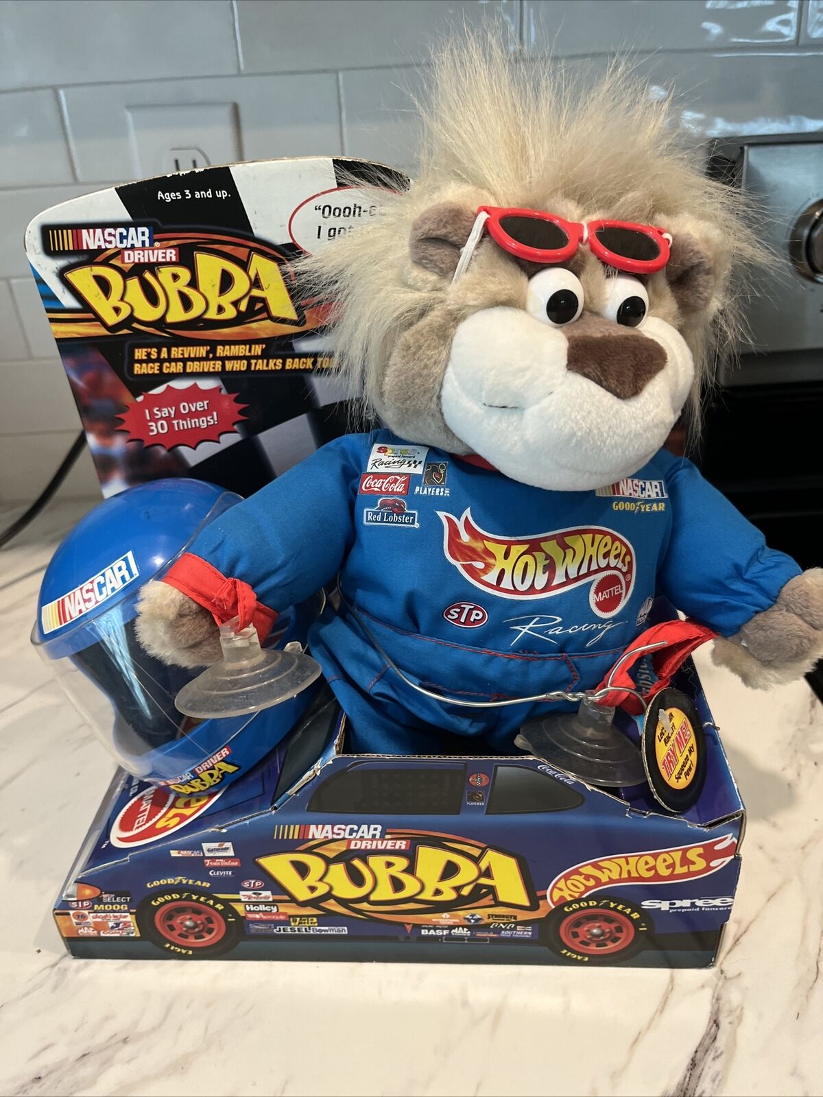 Nib 1999 Nascar Driver Bubba Hot Wheels Racing 12" Plush Bear Toy