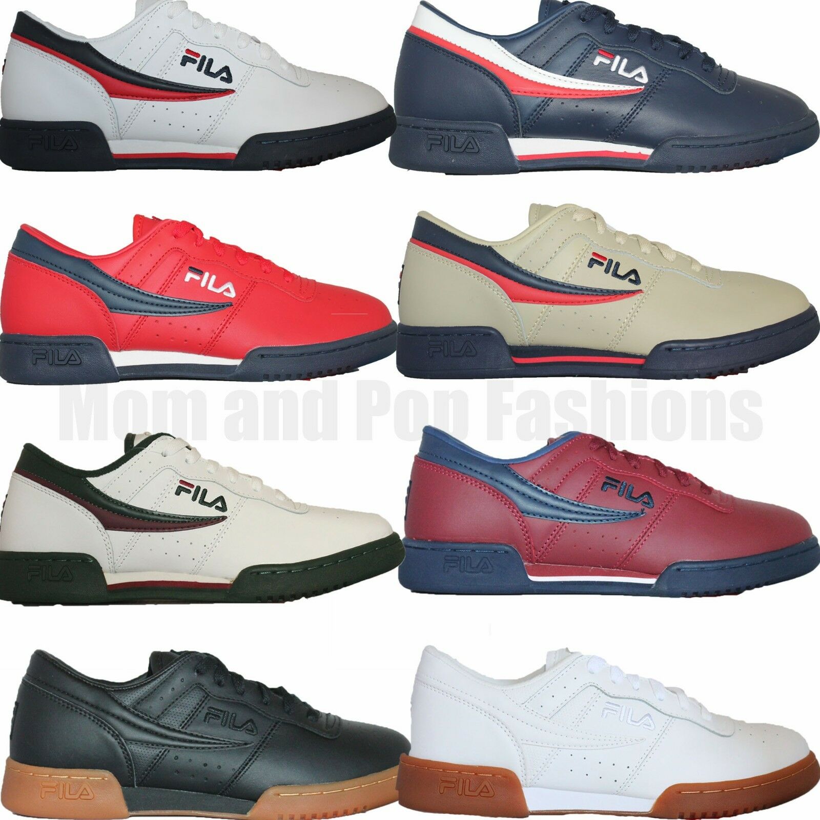 Mens Fila Original Fitness Classic Retro Casual Athletic Shoes White Navy Red