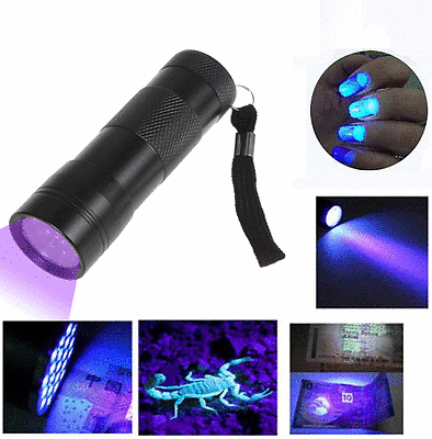 Uv Ultra Violet 12 Led Flashlight Blacklight Light 395 Nm Inspection Lamp Single