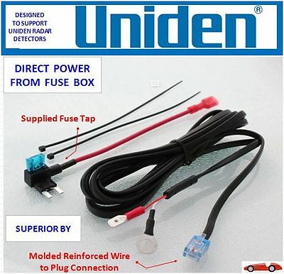 Uniden R3 And R1 Radar Detector - Direct Power Cord From Fuse Box    (dp-und)