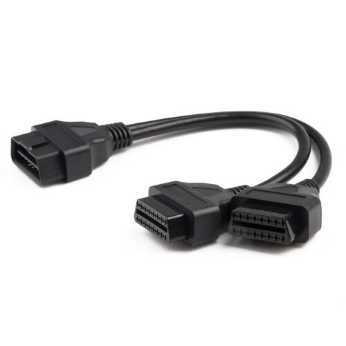 Obd2 Obdii Splitter Extension Cable 16pin Male To Dual Female Y Cable 30cm (1ft)