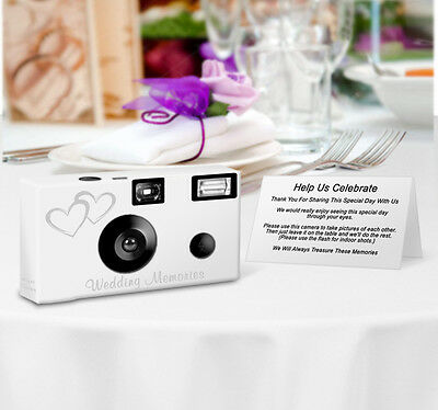 10 Double Hearts Single Use Disposable Cameras Wedding Cameras (50346)