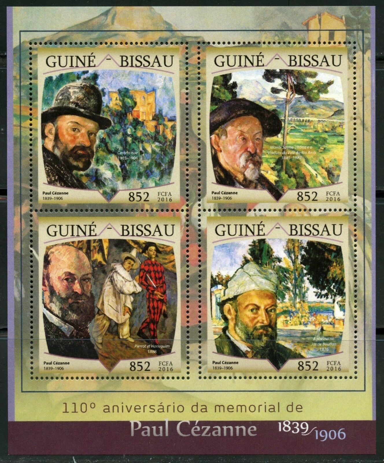 Guinea Bissau  2016 Paul Cezanne Paintings  Sheet  Mint Nh